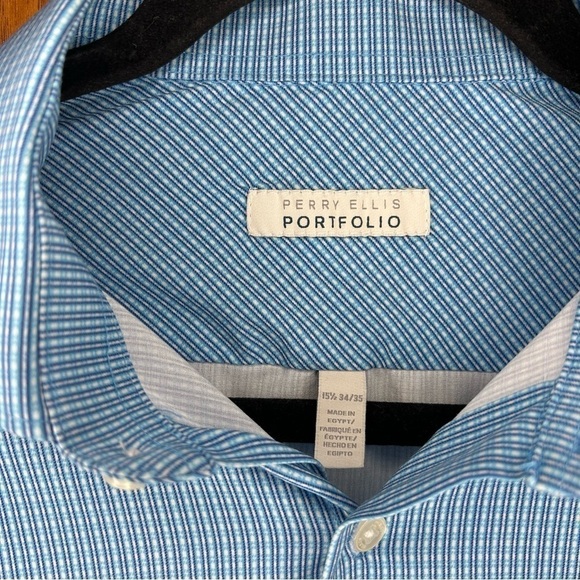 Perry Ellis Men’s Long Sleeve Button Up Dress Shirt - Size 15 1/2, 34/35 - Picture 4 of 7